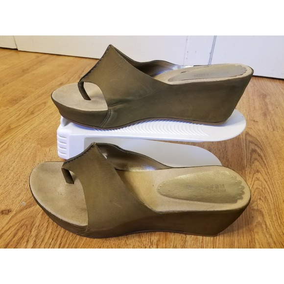WOMENS KENNET COLE REACTION WEDGES 2.5'' HEEL GREEN LEATHER SANDALS SIZE 8.5 - Picture 5 of 11